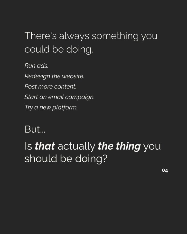 Be DoingMarketing strategy slide about the many tactics a business could be doing